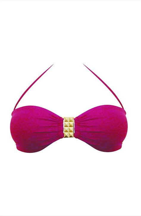 Sunset Pink Bandeau Bikini With Scoop Bottom