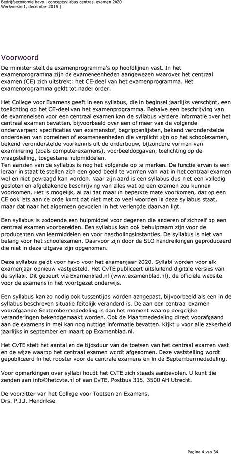 Syllabus Economie Havo Examenblad