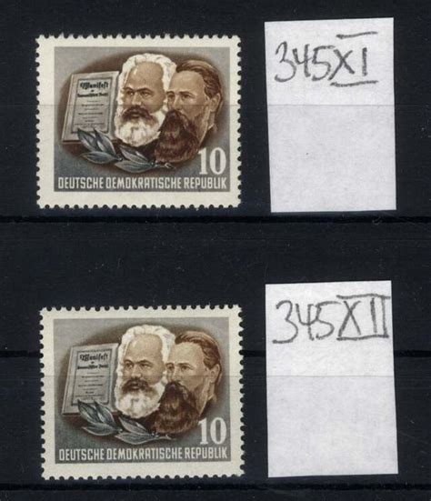 1953 DDR MiNr 345 XI XII Postfrisch Beide Wasserzeichen Typen