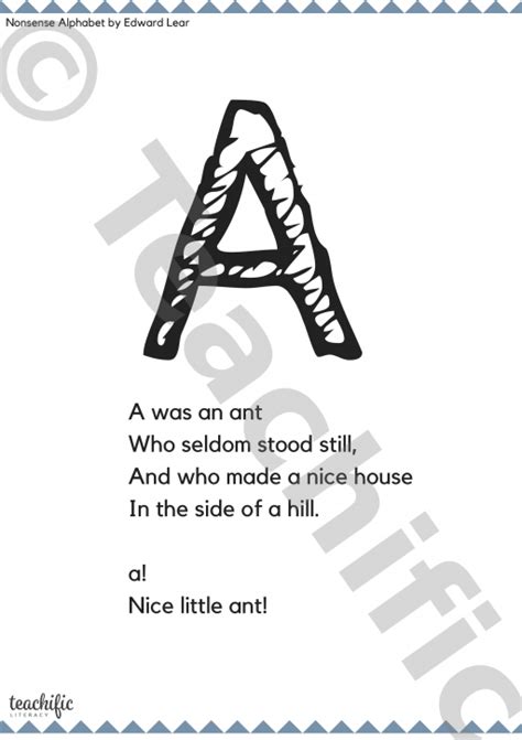 Poems A Was An Ant Nonsense Alphabet K 3 Teachific
