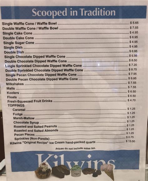 Kilwins Ice Cream • Chocolates • Fudge Menu In Fort Myers Florida Usa