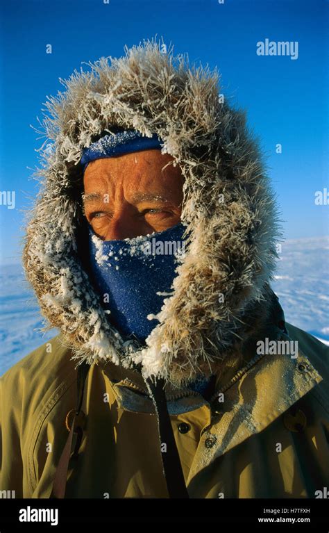 Fred Morris Dressed For Arctic Temperatures Greenland Stock Photo Alamy