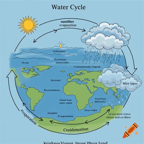 water cycle diagram  evaporation condensation  precipitation