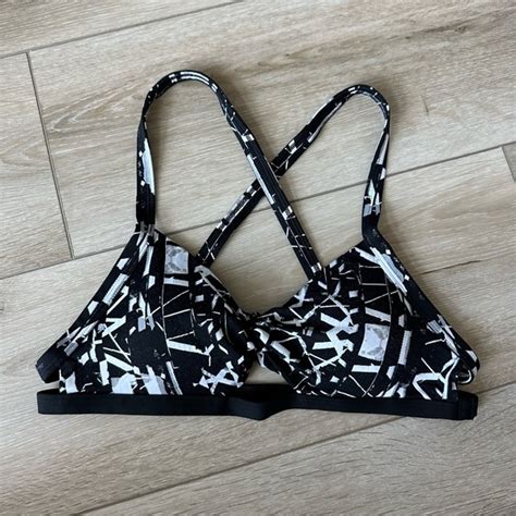 Abercrombie Fitch Swim Abercrombie Fitch Black And White Strappy Bikini Top Poshmark