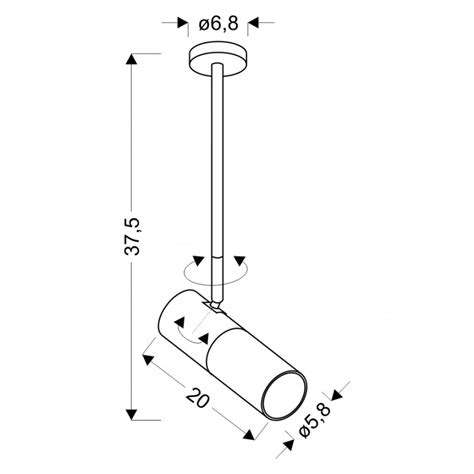 TUBA LAMPA WISZĄCA SZTYCA 1X15W GU10 6 8 19 5 BIAŁY CZARNY