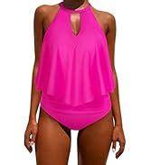 Amazon OMKAGI Womens Ruffle Bikini Top High Waisted Bathing Suits Bottom Sexy Tankini M 34
