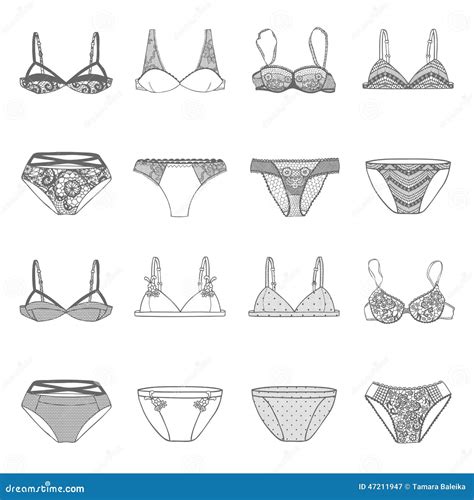 Hand Drawn Vector Lingerie Set Stock Vector Illustration Of Lingerie Elegant 47211947