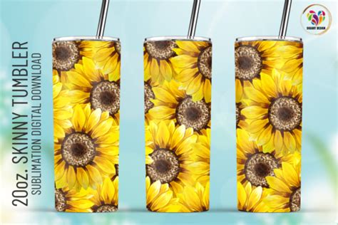 Sunflower 20oz Tumbler Sublimation Graphic By Digiartdesign · Creative Fabrica