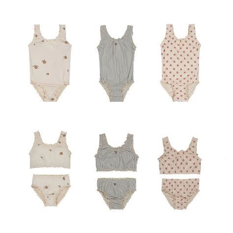 2024 Summer Pleated Polka Dot Bikini Set For Girls UPF 50cherry Stripe Print Swimsuit 240715