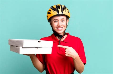 Premium Photo Pizza Delivery Pretty Blonde Woman