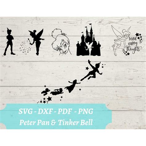 Peter Pan And Tinker Bell Bundle SVG Castle Magic Digital Inspire