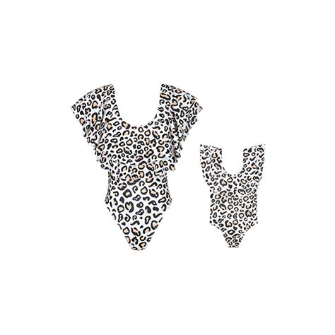 Loalirando Costume Da Bagno Madre E Figlia Famiglia Bikini Leopardato Costumi Interi Spiaggia