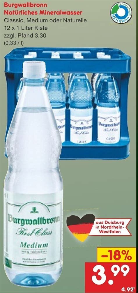 Burgwallbronn Natürliches Mineralwasser 12x1 Liter Kiste Angebot bei