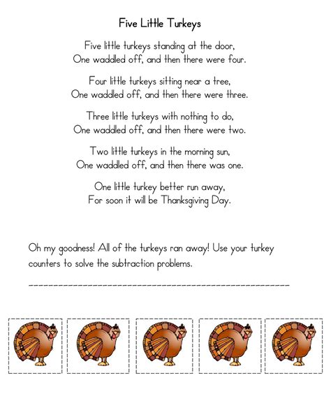 5 Little Turkeys Printable