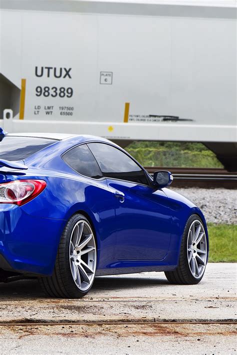 Download Wallpaper 800x1200 Hyundai Genesis Blue Rear View Iphone 4s