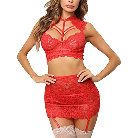 Women Lingerie Sets With Garter Belt Piece Lace Teddy Bodysuit