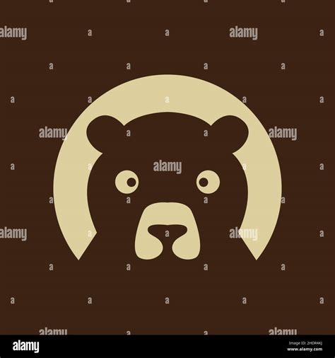 Negative Space Circle With Bear Logo Design Vector Graphic Symbol Icon Illustration Creative