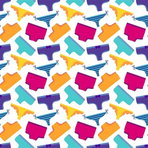 Premium Vector Seamless Pattern With Women Panties Underwear Types String Thong Tanga Bikini