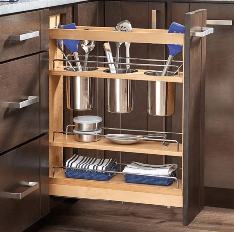 Custom Pull Out Cabinet Utensil Organizer Min Kitchen Utensil