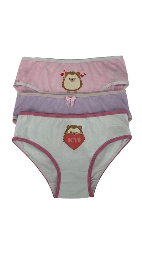 Kit Calcinhas Infantil Porco espinho algodão Confecções Folly Lingerie Infantil no