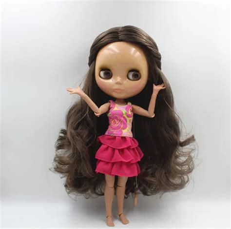 Blyth Doll Black Curly Hair Wheat Color Skin Nude Doll Joint Body Lovely Fashion Gift