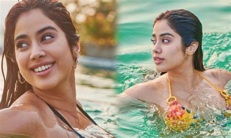 Actress Janhvi Kapoor Looks Too Hot In Black Swimsuit