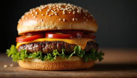 tasty burger  black sesame bun beef cheddar cheese tomatoes