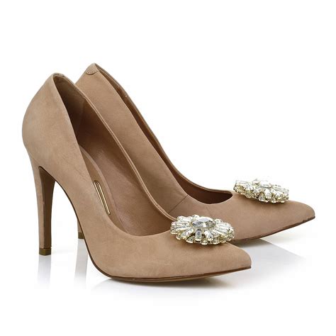 Scarpin Salto Alto Nobuck Nude UZA Shoes Sapatos Femininos