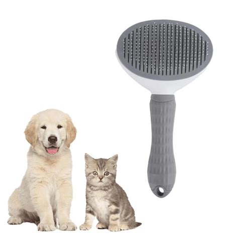 Самоочищающаяся щетка-пуходерка для вычесывания кошек и собак Серая (kt ...