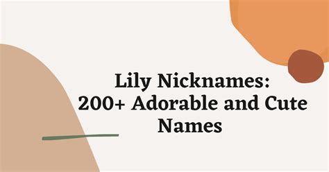 Lily Nicknames Adorable And Cute Names