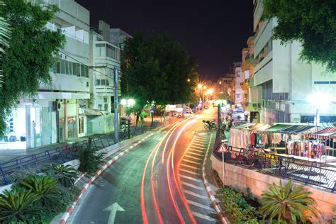 Night Street In Tel Aviv