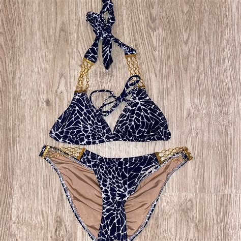 Navy Blue Giraffe Print Bikini Gem