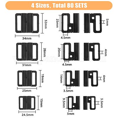 Wholesale Superfindings Set Sizes Plastic Bikini Bra Clips Hooks Black Bra Slide Hook