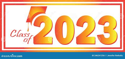 Graduation 2023 Orange And Yellow Boxed Logo Vector Illustration