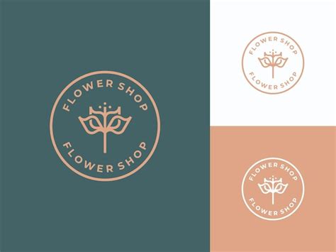 Minimalistisches Vintage Blumenlogo Lineares Blumenlogo Premium Vektor