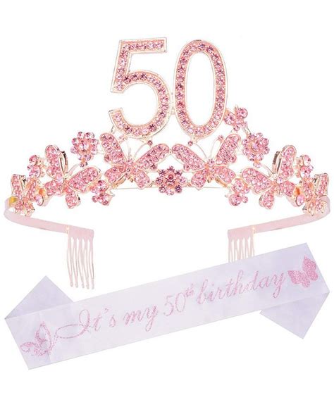 Meant2tobe 50th Birthday Sash And Tiara Set For Women Perfect For