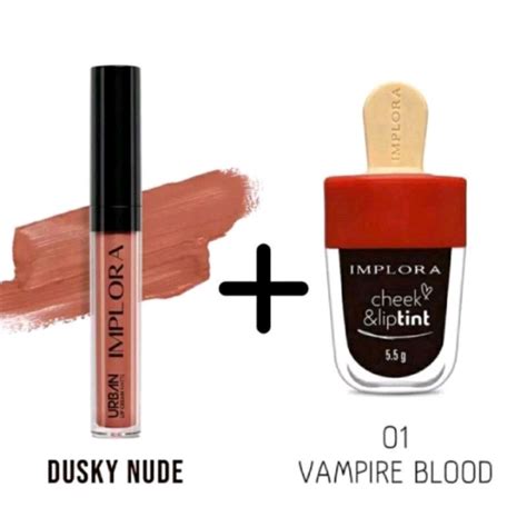 Jual Paket Ombre Lip Cream Implora Dusky Nude Liptin Vampire Blood Shopee Indonesia