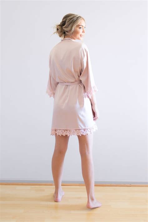 Ella Nude Pink Lace Satin Robe Mothers Only