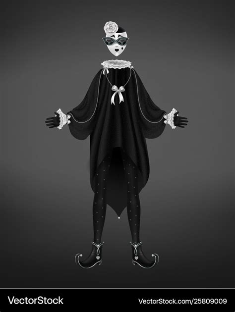 Pierrot Costume Italian Comedy Del Arte Character Vector Image