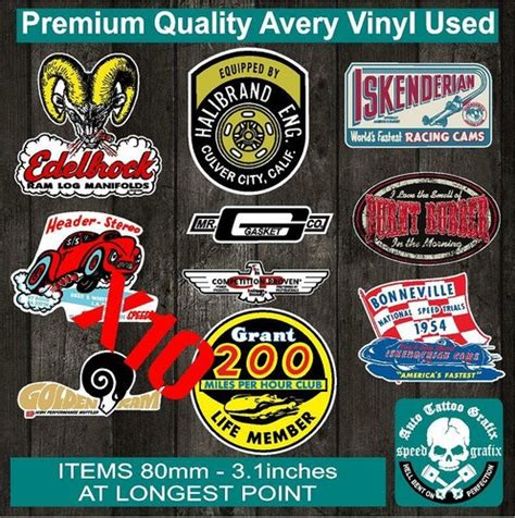 VINTAGE HOT ROD DECAL STICKER GIFT PACK X10 CAR TOOLBOX EDELBROCK SUN AUTO DECAL EBay