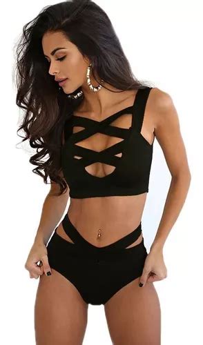 Bikini Traje De Ba O Sexy Negro Playa Estilo Europeo Cintas Env O Gratis
