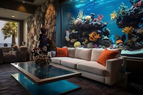 Premium Photo | A small living area featuring an indoor sofa and an