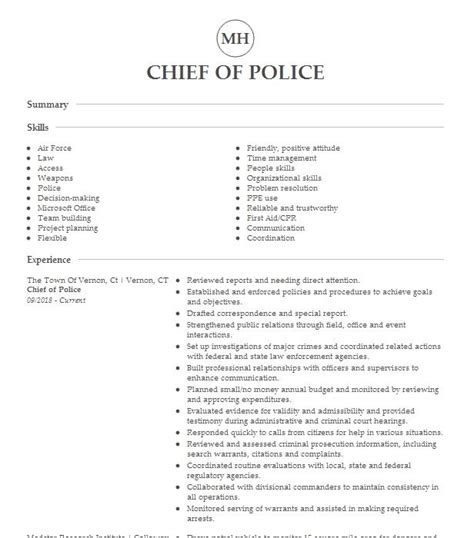 Chief Of Police Resume Example