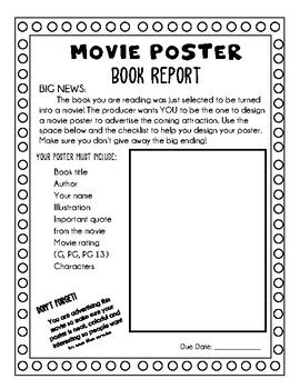 Movie Poster Book Report by Stuff by Ms Star | TPT