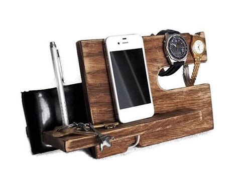 Rustic Nightstand Organizer For Men Tech Docking Station Mens Bedside