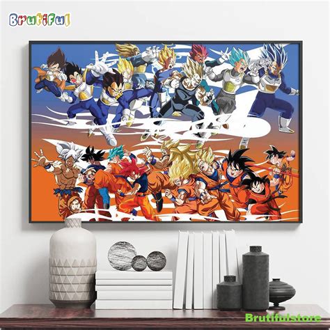 Goku Vs Vegeta POWER LEVELS All Forms Wallpaper Poster Canvas Goku Vs