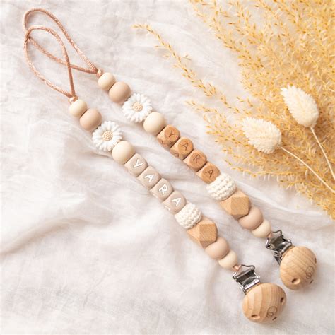 Speenkoord Met Naam Nude Bloem Wit