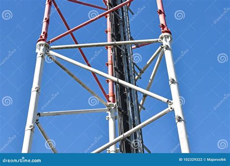 Part Of The Microwave Tower And Mobile Phone Repeater Station Stock