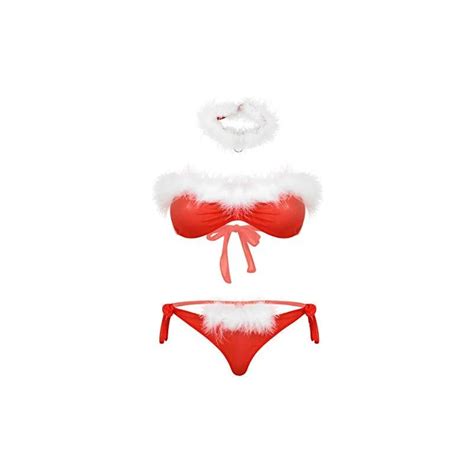 Freebily Lingerie Donna Sexy Hot Per Sesso In Piuma Completi Intimi Con Girocollo Babydoll