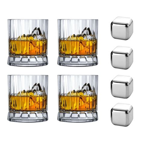 Nude Wayne Kristal Viski Bardağı ve Paslanmaz Viski Taşı Seti Parça